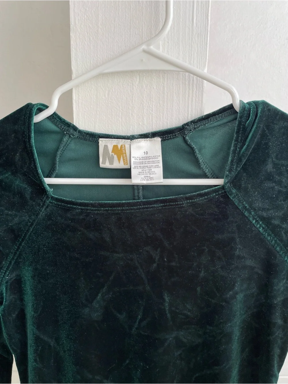 Emerald Green Velvet Long Sleeve Tunic Dress with Embroidered Hem